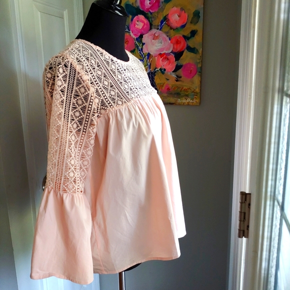 Sharagano Crocheted Poplin Top - Picture 5 of 11